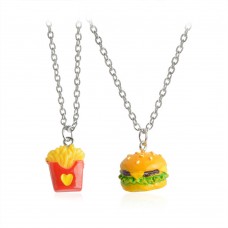 Best Friend Hamburger and Fries Necklace Set